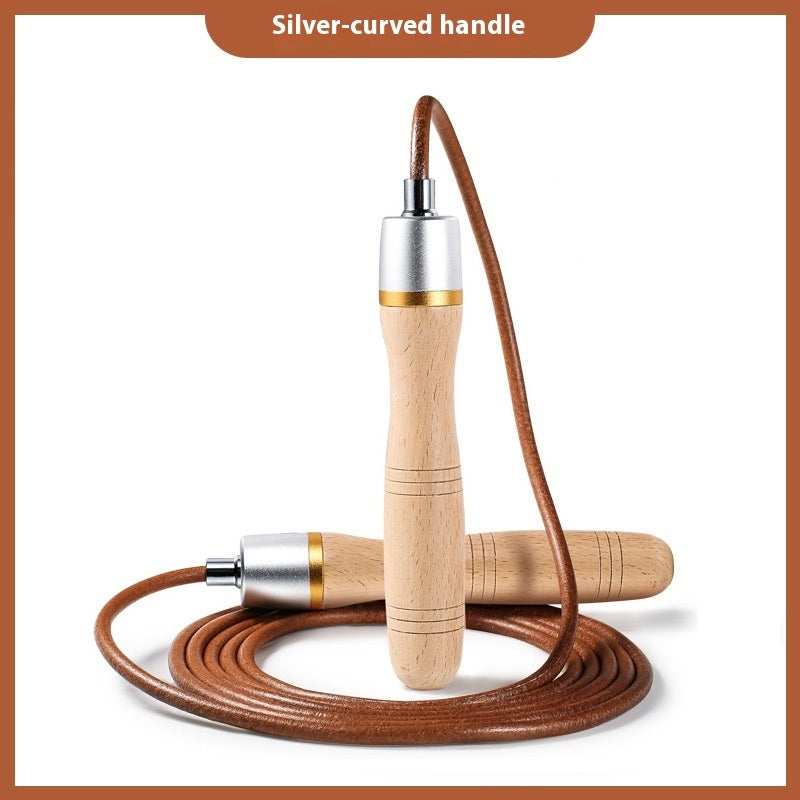 Cowhide String Beech Handle Skipping Rope