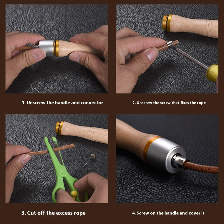 Cowhide String Beech Handle Skipping Rope