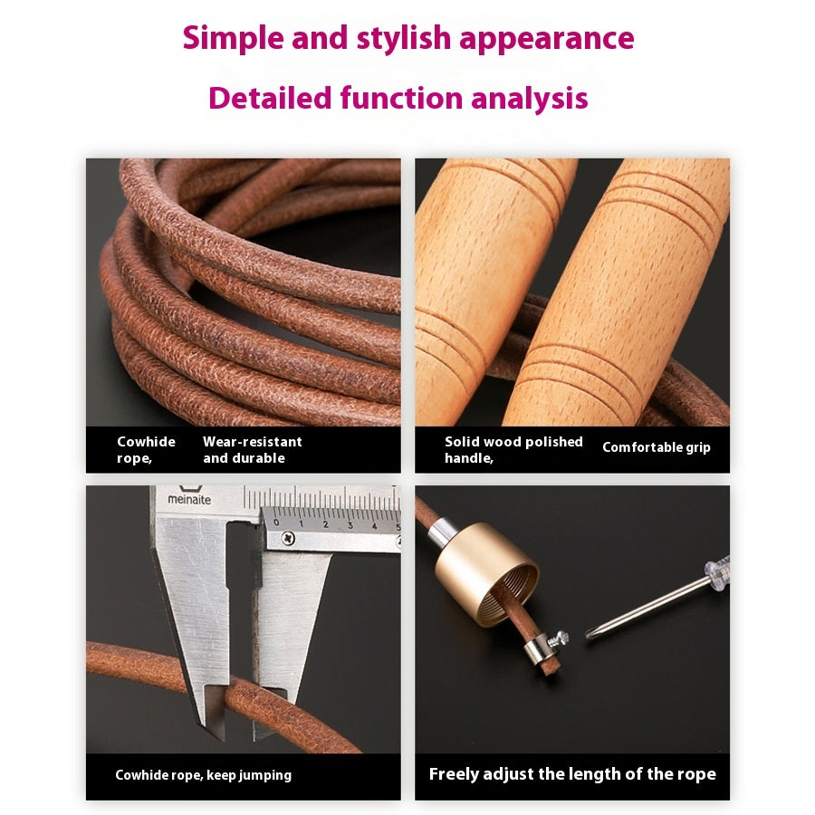 Cowhide String Beech Handle Skipping Rope