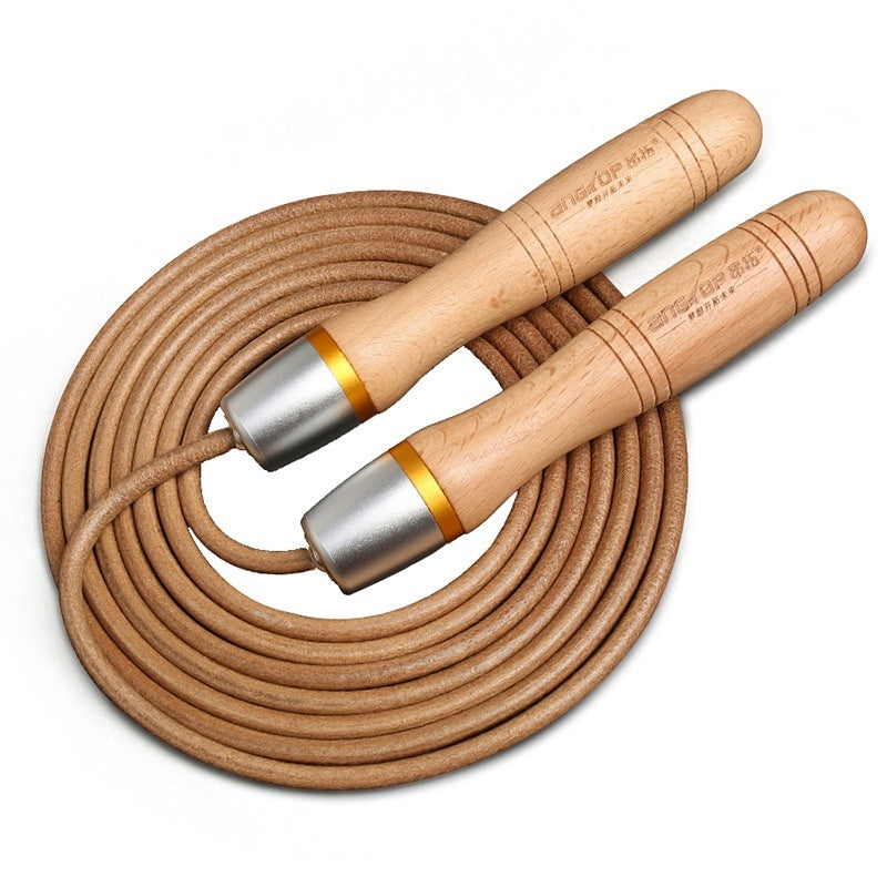Cowhide String Beech Handle Skipping Rope