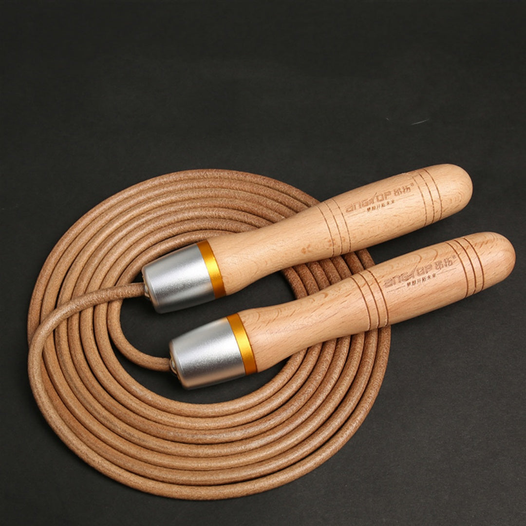 Cowhide String Beech Handle Skipping Rope