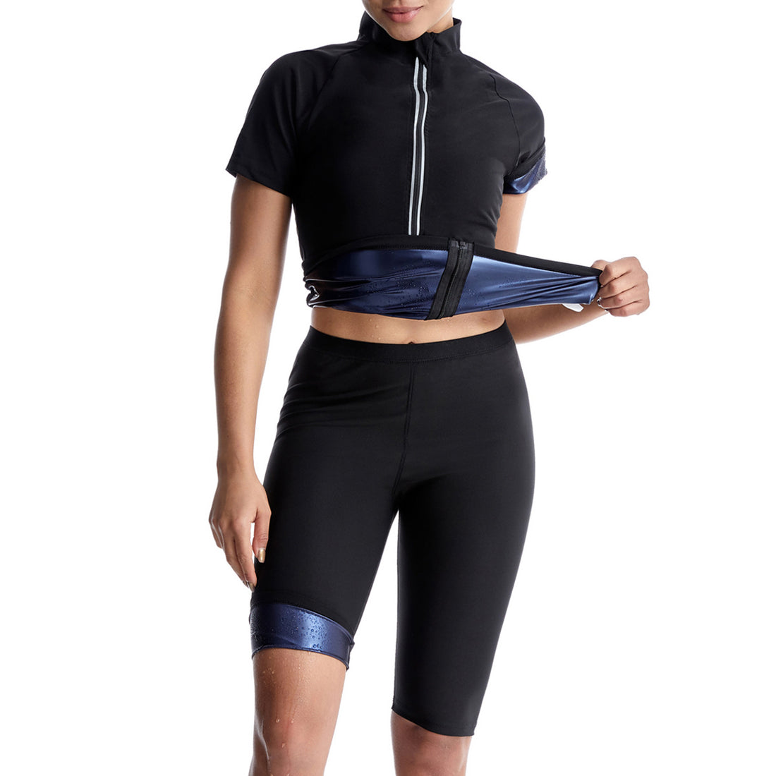 Sauna Clothes Women's Violently Sweat Suit Suit Short Sleeve Shorts